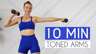 10 MIN TONED ARMS WORKOUT At Home Minimal Equipment [upl. by Lirba639]