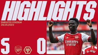 HIGHLIGHTS  Arsenal vs Wolves 50  Xhaka x2 Saka Jesus Kiwior [upl. by Aynekal545]