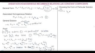 Linear Non homogeneous Recurrence Relations with Constant Coefficients [upl. by Hnil]