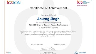 Download Certificate of TCS ION Career Edge  Young Professional [upl. by Torrie226]