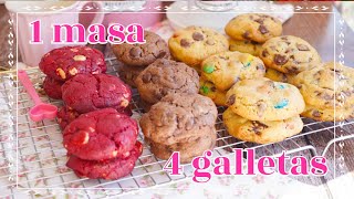 RECETA INCREÍBLE 😍 1 MASA 4 SABORES DE GALLETAS DELICIOSAS 🍪  AnnasPasteleria [upl. by Leggat]