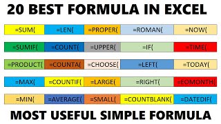 20 Useful formula in excel for beginners Start Excel learning [upl. by Dallas]