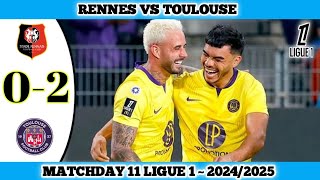 RENNES VS TOULOUSE  02  Matchday 11 Ligue 1  202425 [upl. by Abeu304]