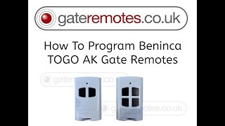 How to program Beninca TO GO AK Gate Remote Transmitter Keyfobs [upl. by Llij]