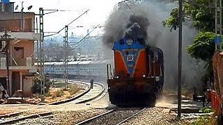 GOOTYs King Fisher liveried SOMKING WDM3As High Speed VOLCANO Action with Kondaveedu Express [upl. by Azar272]