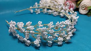 Bridal headband beaded headband very easy to make [upl. by Hettie]