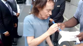 ACDC Angus Young Signing Autographed Guitar n Pickguards in NYC for AutographPros [upl. by Madelon]