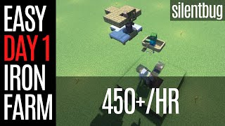 SIMPLE Day 1 Iron Farm by silentbug 450hour  Minecraft  Java 114 [upl. by Nailil]