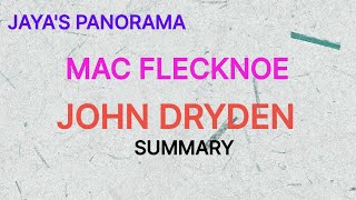 MAC FLECKNOE BY JOHN DRYDEN  SUMMARY [upl. by Idell37]