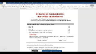 Comment remplir le formulaire de demande de reconnaissance de crédits universitaires [upl. by Yggam]