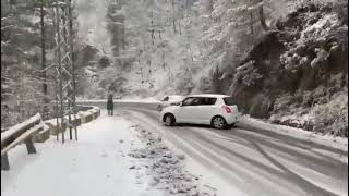 Car Slipping Due To Snow  Murree  Pakistan [upl. by Biddle681]