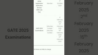 gate exam schedule 2025 gate form fill up 2024 gate exam date 2025 GATE exam 2024 gate exam 2025 [upl. by Yenffit]