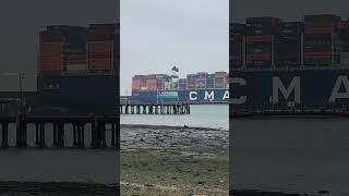 CMA CGM LOUVRE LEAVING SOUTHAMPTON containerships shortsyoutube ship [upl. by Langan428]