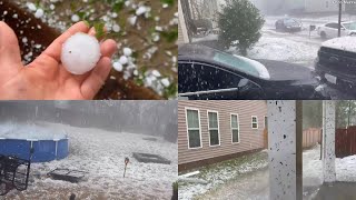 Giant hail the size of golf balls batters South Carolina  SWNS [upl. by Aneelahs]