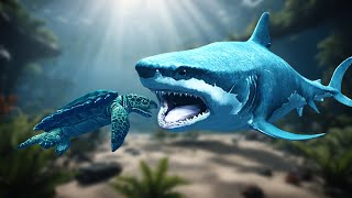 Jurassic World Battle  Legendary Megalodon Vs Protostega [upl. by Banebrudge178]