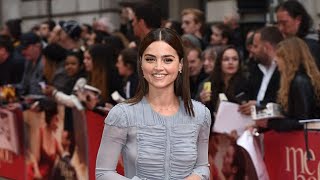 The gorgeous Jenna Coleman looks HOT on the red carpet in a blue dress whilst posing for Paparazzi [upl. by Netneuq]