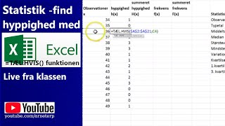 Statistik find hyppighed med excel [upl. by Upshaw]