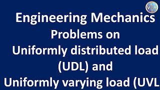 Engineering Mechanics  UDL and UVL [upl. by Osterhus]