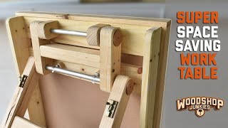 Can I Build A Better Folding Workbench  Super Space Saving Collapsible Table [upl. by Grim915]