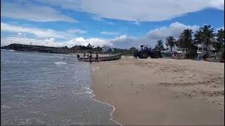 Portage at Serenity beach  Taking boat out of water  Pondicherry Trip Aug 2024  Boat landing [upl. by Murage]