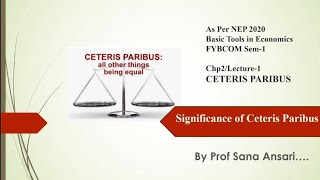 CETERIS PARIBUSMEANINGSIGNIFICANCE OF CETERIS PARIBUSNEP2020ECONOMICS ProfSanaAnsari [upl. by Hairabez]