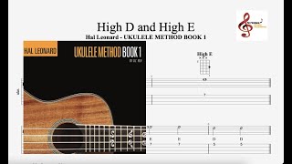 High D and High E  Hal Leonard Ukulele Method Book 1  pg 22 amp 23 [upl. by Atinrahs]