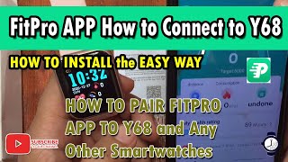 FitPro app How to Install and Connect Y68 Smartwatch to Android Smartphone [upl. by Isbel10]