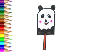 Panda Ice Cream Drawing Painting and Coloring For Kids amp Toddlers  Panda Ice Cream drawing art [upl. by Yauq715]