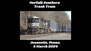 Another Norfolk Southern Westbound Trash Train EMD 1083 Leading with DPU 4252 DC to AC Jeannette Pa [upl. by Anial]