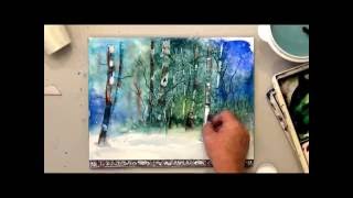 How To Scrape Watercolor Birch Trees  Easy Watercolor Technique for Watercolor Landscapes [upl. by Ailahtan]