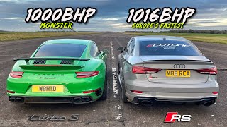 STREET KINGS EUROPES FASTEST 1016BHP RS3 vs 1000BHP TURBO S [upl. by Areis]