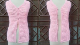 Quick Crochet Women Sweater step by step Vest Pattern Full tutorial [upl. by Lissy]