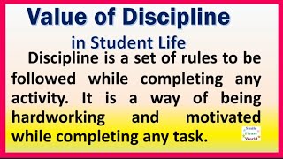 Value of discipline in student life essay or speech in English  Importance of discipline [upl. by Vanhook]