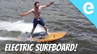 First test of the YuJet ELECTRIC surfboard and wiping out [upl. by Ynaffad591]