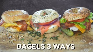 Bagel Sandwiches 3 Ways  Breakfast Lunch amp Dinner [upl. by Aimal]