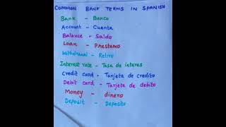 Common bank terms in Spanish spanishforeveryone spanishvocabulary ingles english [upl. by Bollinger]