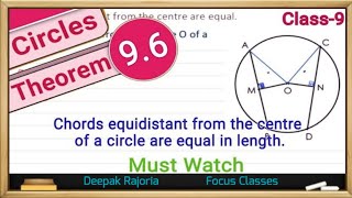 Circles Class 9 Theorem 96 Chords equidistant from the centre of a circle are equal in length [upl. by Karilla]