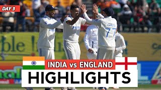 India vs England 5th Test 2024 Day 3 Highlights  IND vs ENG 2024  IND vs ENG 5th Test 2024 [upl. by Oakleil]