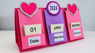 How to make New Year 2024 Desk Calendar  DIY Calendar  Handmade Desk Calendar  New Year Crafts [upl. by Eelan732]