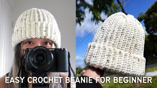 Easy Crochet Beanie for Absolute Beginners [upl. by Okiek346]