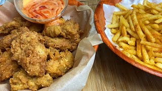 FRIED JERK CHICKEN STRIPS AND CHIPS  CHICKEN TENDERS  CHICKEN AND FRIES  TERRIANN’S KITCHEN [upl. by Ma]