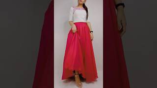 easy dress cutting and stitchingcrop top cutting and stitching long skirt cutting and stitching [upl. by Ennayelsel]