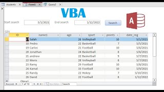 Microsoft Access Search Form search records between two dates in subform Using VBA in access forms [upl. by Jesse]