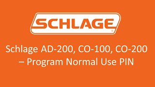 Schlage AD200 CO100 CO200  Manually Program a Normal Use PIN [upl. by Collayer]