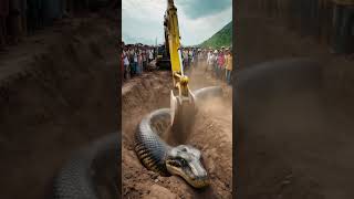 Wow Amazing  Excavator catches anaconda anaconda snake animals giant shortvideo shorts [upl. by Giulietta]