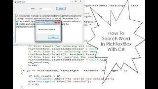 How To Search Word In RichTextBox With C [upl. by Sivahc78]