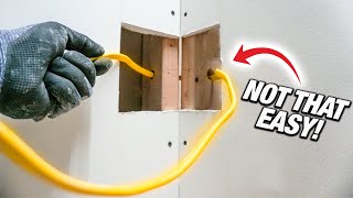 How To Run And Fish Electrical Wire Through Inside Corner Studs Behind Drywall DIY For Beginners [upl. by Esinyl]