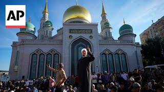 Muslims in Russia celebrate Eid alAdha [upl. by Farro]