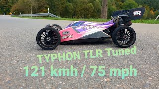 Arrma TLR Tuned TYPHON 6S  121 kmh [upl. by Baxy]