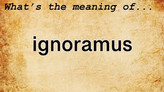 Ignoramus Meaning  Definition of Ignoramus [upl. by Maible]